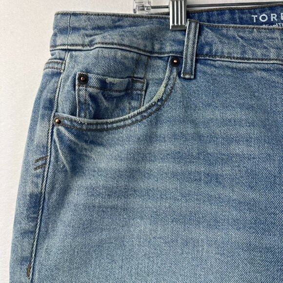 Torrid  Boyfriend Jeans Womens 16 short Ankle Blue high‎ Rise Stretch raw hem - Picture 2 of 6